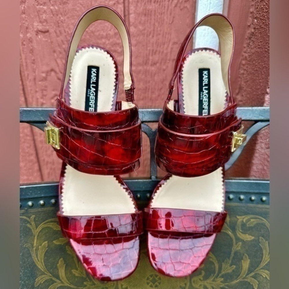 Karl Lagerfeld Jaylynn Patent Leather Sling back - Picture 15 of 15